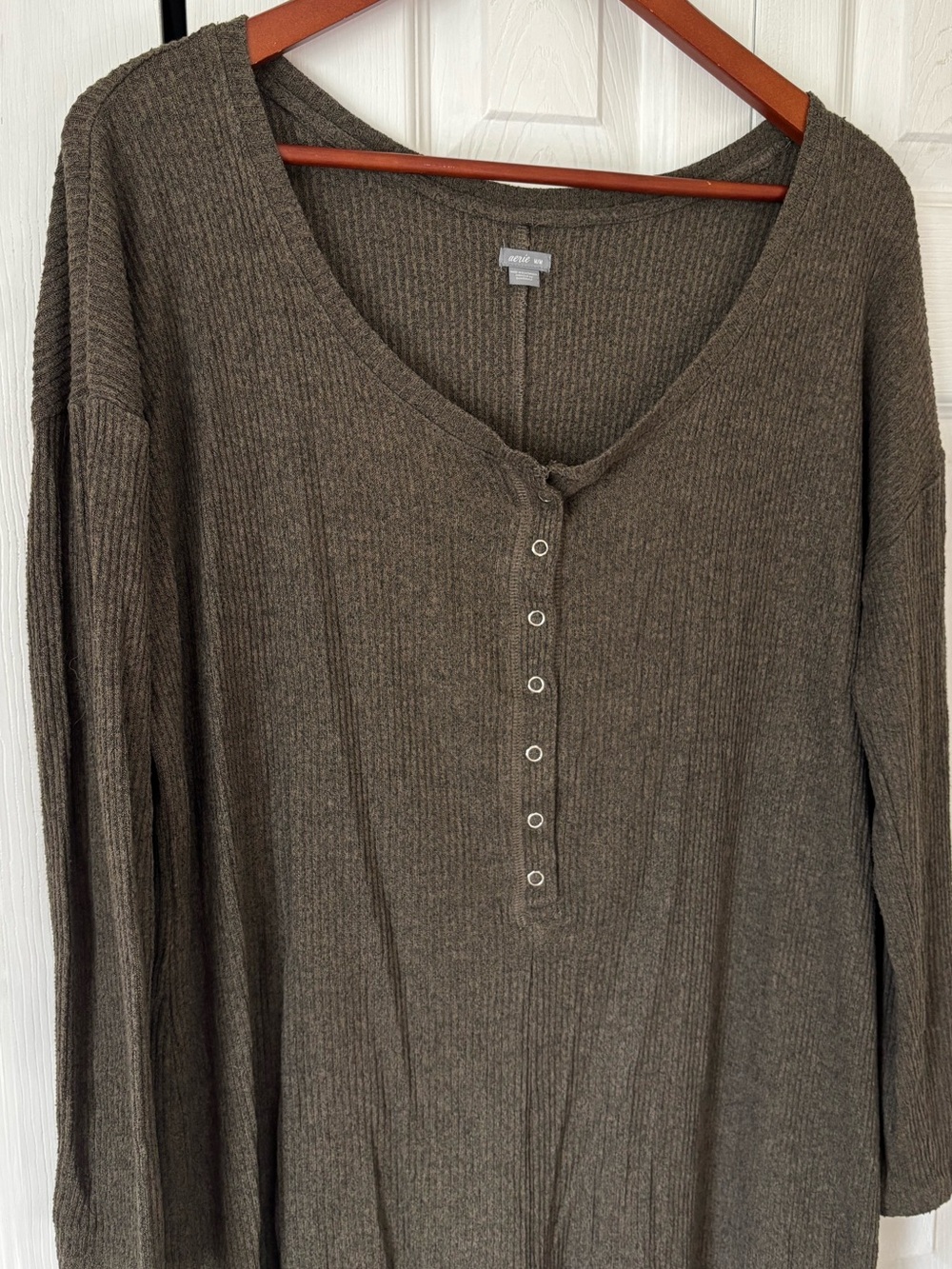 Aerie Ribbed Green Henley Style Romper Size Medium - Picture 2 of 11
